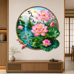 Decal dán tường hoa sen tròn (kích thước 70cm) có sẵn keo dán. Decal trang trí nhà của 7