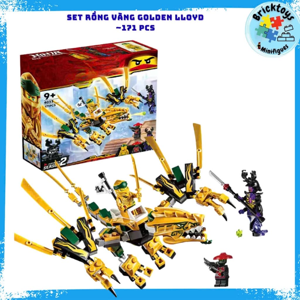 [ Có Sẵn ] Đồ chơi mô hình xếp hình nhân vật Set rồng vàng huyền thoại của Lloyd Legacy - 171pcs