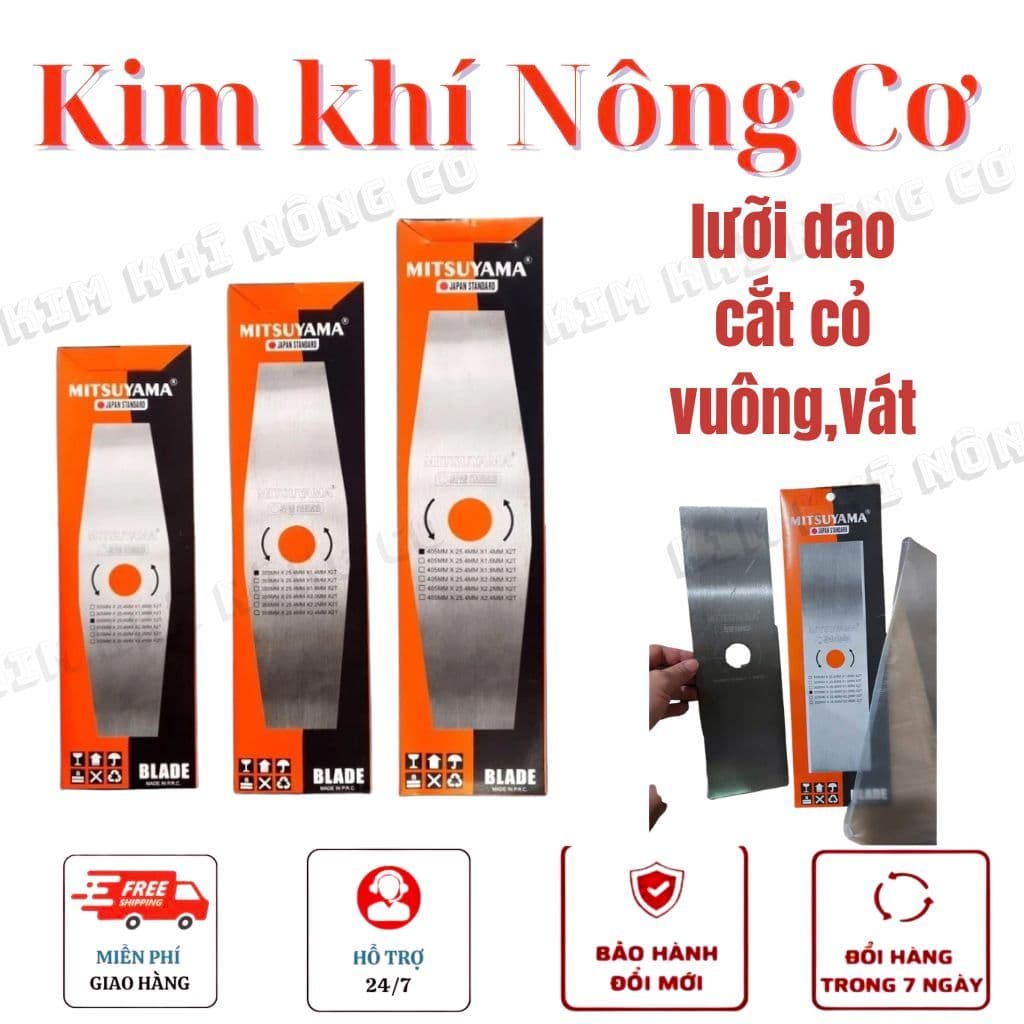 Lưỡi dao cắt cỏ Mitsuyama (Mitsusaika) xịn, dài 30-35-40cm kiểu vuông/vát