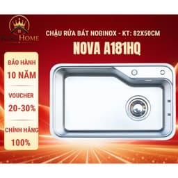 Chậu rửa bát 1 hố Nobinox NOVA  A181HQ | Vân hạt Linen chống xước | KT 82*50cm - Tặng kèm phụ kiện 1