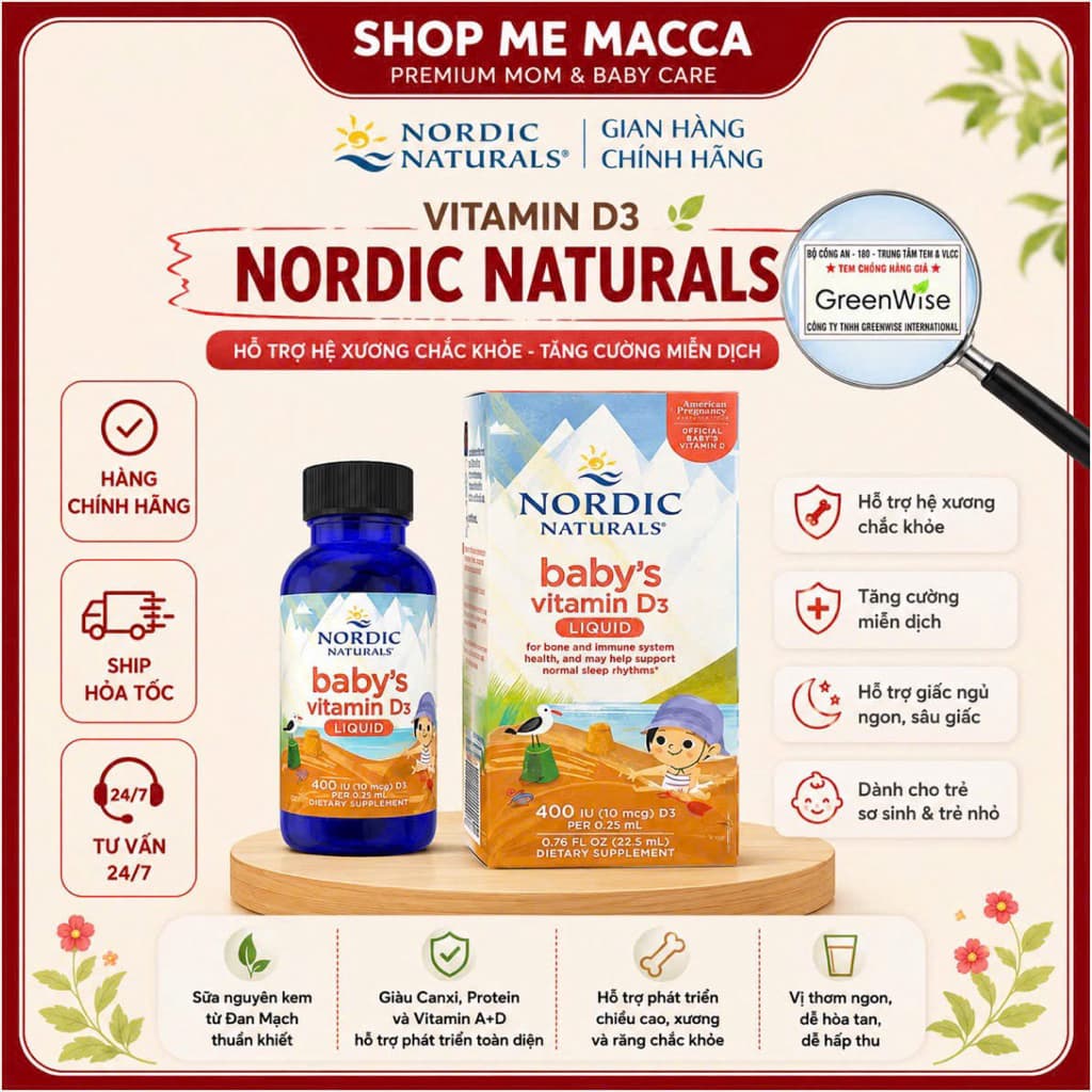 [nhập khẩu] Thực phẩm bảo vệ sức khoẻ Nordic Naturals Baby’s vitamin D3 - D3 thuần