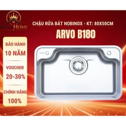 Chậu rửa bát 1 hố Nobinox ARVO B180 inox 304 vân siêu mịn chống xước 80x50cm - Tặng kèm phụ kiện 1