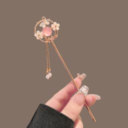 Trâm Cài Tóc Cổ Trang Hoa Đào Hồng Tua Rua - Trâm Cổ Phong Trung Hoa Phong Cách Hán Phục, Phụ Kiện Tóc Vintage 3