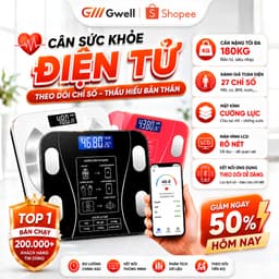 Cân Điện Tử Sức Khỏe Sạc USB Kết Nối Bluetooth Phân Tích Chỉ Số Cơ Thể Trọng Lượng Tối Đa 180kg 1