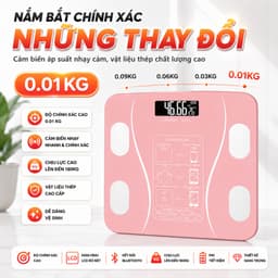 Cân Điện Tử Sức Khỏe Sạc USB Kết Nối Bluetooth Phân Tích Chỉ Số Cơ Thể Trọng Lượng Tối Đa 180kg 6