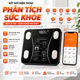 Cân Điện Tử Sức Khỏe Sạc USB Kết Nối Bluetooth Phân Tích Chỉ Số Cơ Thể Trọng Lượng Tối Đa 180kg 2