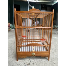 [Lồng sẵn nan trúc] Lồng chim Vành Khuyên, Hút Mật chất liệu trúc già xử lí, nan trúc có phụ kiện đi kèm 7