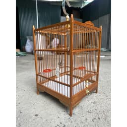 [Lồng sẵn nan trúc] Lồng chim Vành Khuyên, Hút Mật chất liệu trúc già xử lí, nan trúc có phụ kiện đi kèm 8