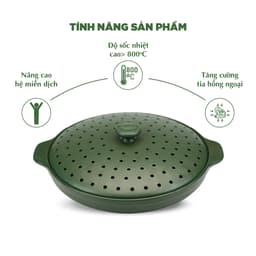 Chảo Nướng Dưỡng Sinh Minh Long 34 cm + Nắp - Đáy Thường 7