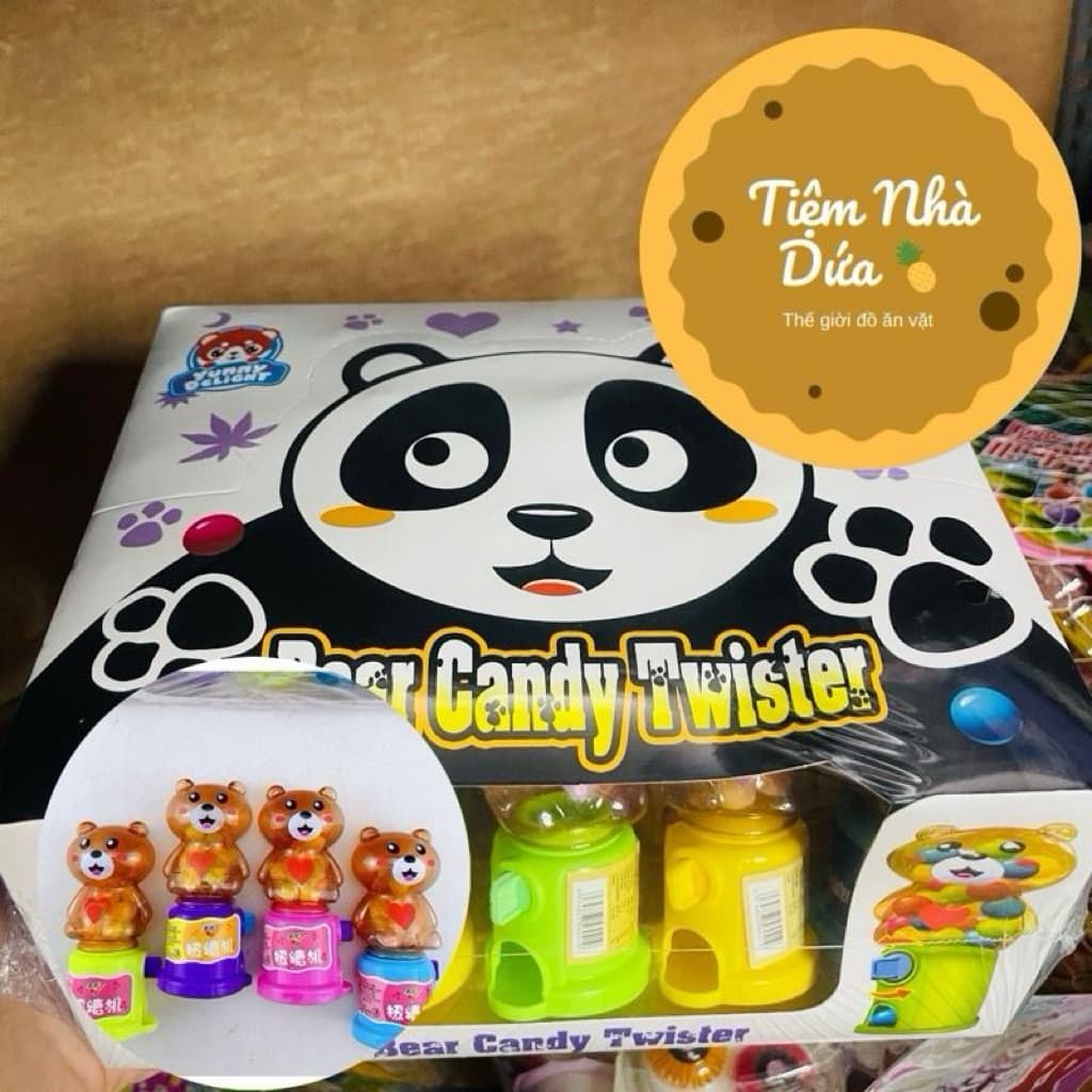 Khay 20 cái máy bắn kẹo gấu trúc 5k, đồ chơi máy bắn kẹo gấu trúc kèm kẹo xê hoa quả siêu Hot