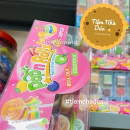 Hộp 30 que kẹo mút kèm kẹo dẻo cuộn hoa quả mix vị, kẹo mút cuộn dẻo mix vị trái cây sỉ đồ ăn vặt Candy 4