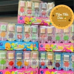 Hộp 30 que kẹo mút kèm kẹo dẻo cuộn hoa quả mix vị, kẹo mút cuộn dẻo mix vị trái cây sỉ đồ ăn vặt Candy 2