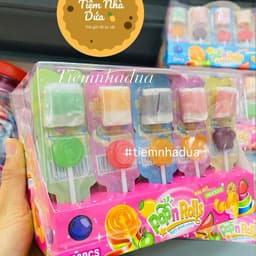 Hộp 30 que kẹo mút kèm kẹo dẻo cuộn hoa quả mix vị, kẹo mút cuộn dẻo mix vị trái cây sỉ đồ ăn vặt Candy 5