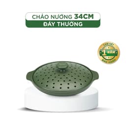 Chảo Nướng Dưỡng Sinh Minh Long 34 cm + Nắp - Đáy Thường 1