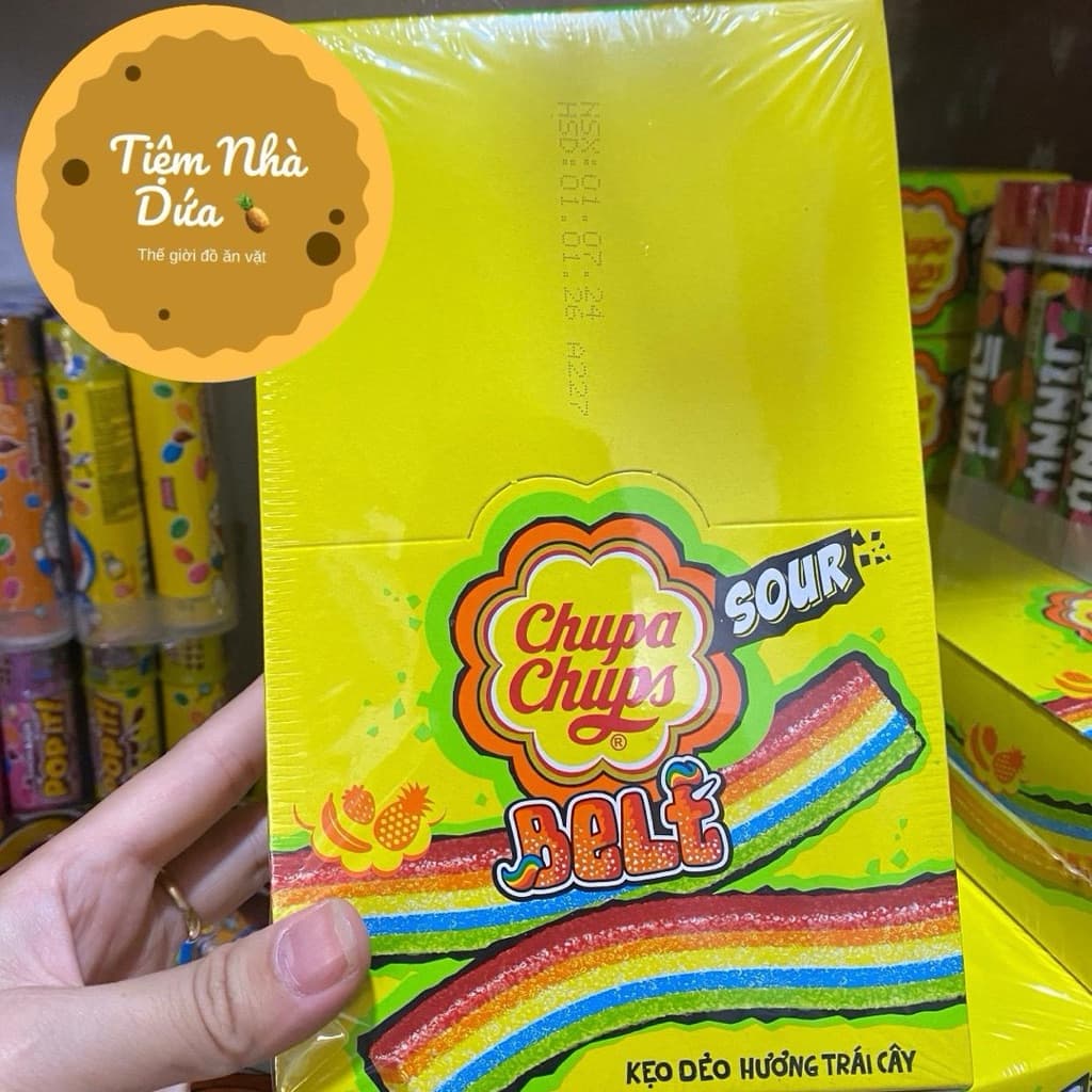 Hộp mới 60 thanh kẹo dẻo chupa chups cầu vồng, kẹo dẻo chupa chups cầu vồng tẩm đường ngọt ngọt chua chua Candy Ăn Vặt