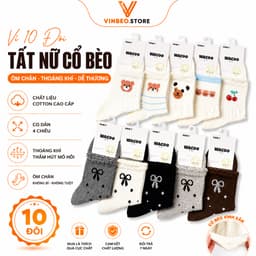 Vỉ 10 Đôi Tất Nữ cổ bèo Ôm Chân Thoáng Khí nhiều màu chất liệu cotton cõ dãn 4 chiều 1