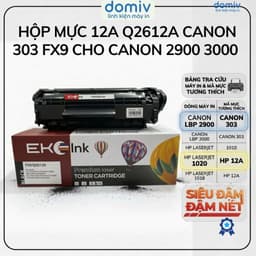Hộp Mực Eko Ink 12A Q2612A Canon 303 FX9 Cho Canon 2900 3000 HP 1010 1020 1018 1022 In Đậm Nét MIVDO 4