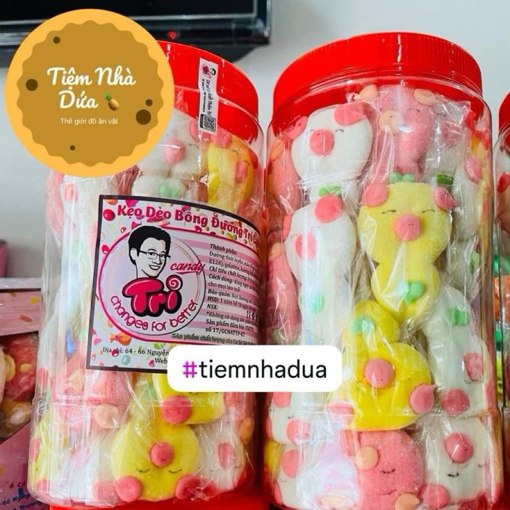 Lọ 50 xiên kẹo bông bọc đường Trí Candy hàng Việt Nam (giao mẫu ngẫu nhiên)