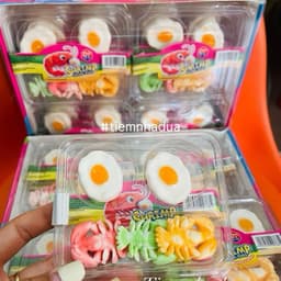Khay 20 hộp kẹo dẻo hình tôm hùm trứng ốp thơm ngon hấp dẫn, kẹo dẻo tôm hùm trứng ốp siêu hot 2