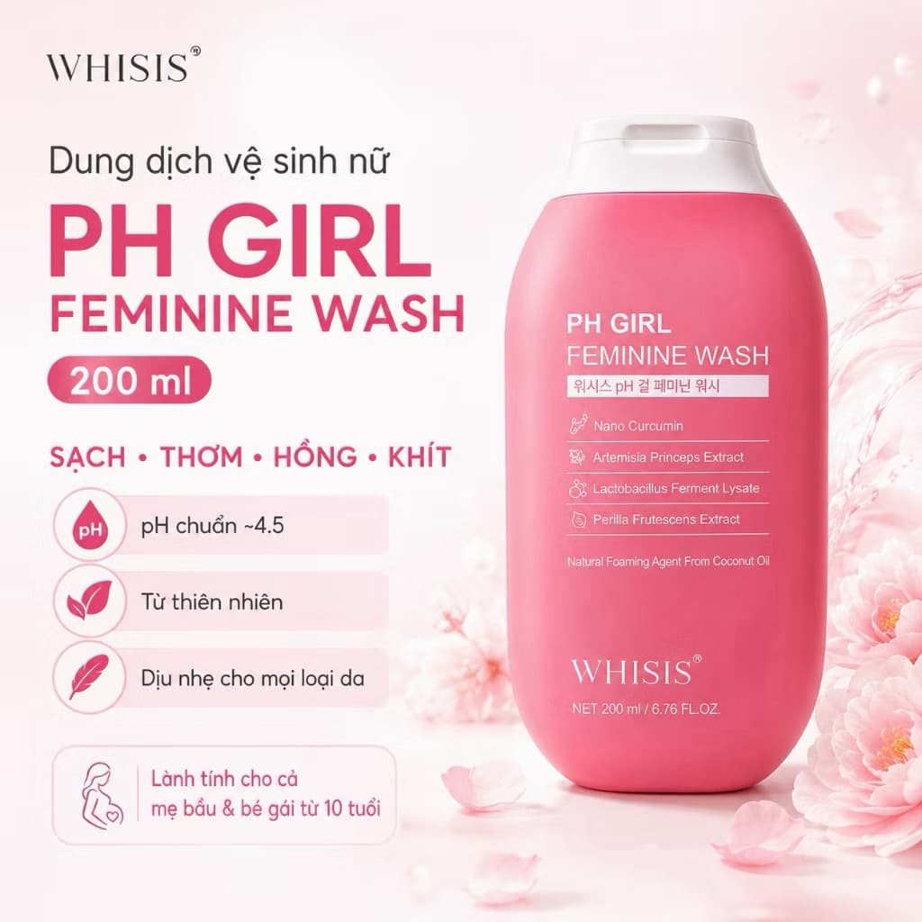 Dung dịch vệ sinh nữ Whisis vệ sinh phụ nữ PH Girl Feminine Wash 200ml