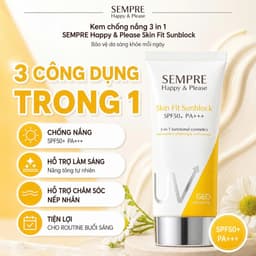 Kem Chống Nắng 3 in 1 GEO Sempre SPF50+ PA+++ 100ml Hàn Quốc Dưỡng Ẩm Nâng Tông Chống Tia UV 2