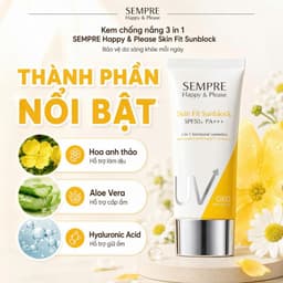 Kem Chống Nắng 3 in 1 GEO Sempre SPF50+ PA+++ 100ml Hàn Quốc Dưỡng Ẩm Nâng Tông Chống Tia UV 5