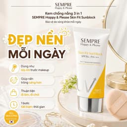 Kem Chống Nắng 3 in 1 GEO Sempre SPF50+ PA+++ 100ml Hàn Quốc Dưỡng Ẩm Nâng Tông Chống Tia UV 4