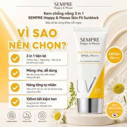 Kem Chống Nắng 3 in 1 GEO Sempre SPF50+ PA+++ 100ml Hàn Quốc Dưỡng Ẩm Nâng Tông Chống Tia UV 8