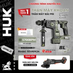 [Tặng mài AG5900BL] Máy khoan đục bê tông pin HUKAN G3-HUK24, 2.2J Có Anti-kickback, Giảm rung chấn 1