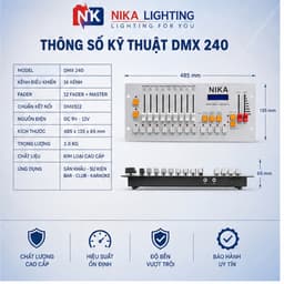 Bàn Điều Khiển Ánh Sáng DMX Disco 240 – Bản Rút Gọn  Disco 240 là bàn điều khiển DMX nhỏ gọn 4