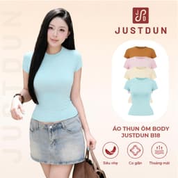 Áo thun ôm body cotton lông mịn co giãn Justdun B18 - Tông màu Pastel 1