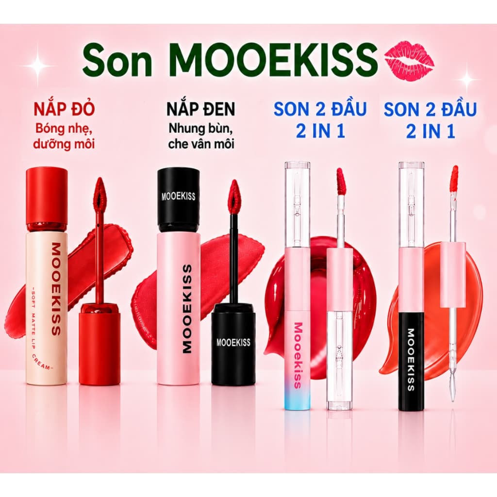 Son Mooekiss Mềm Mịn, Bóng Mỏng, Tint Nhung Lì, Dưỡng Ẩm, Không Khô Môi Và Lâu Trôi 3g-MP2K