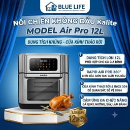 Nồi Chiên Không Dầu KALITE Air Pro, Dung tích 12L - Công suất 1500W, Màn Hình Màu OLED, Hàng Chính Hãng 1