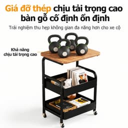 Xe Đẩy Đa Năng 3 Tầng Có Bánh Xe 360° Kệ Lưu Trữ Nhà Bếp Phòng Khách Văn Phòng Tiết Kiệm Không Gian Khung Sắt Chắc Chắn 5