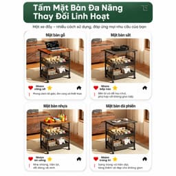 Xe Đẩy Đa Năng 3 Tầng Có Bánh Xe 360° Kệ Lưu Trữ Nhà Bếp Phòng Khách Văn Phòng Tiết Kiệm Không Gian Khung Sắt Chắc Chắn 8