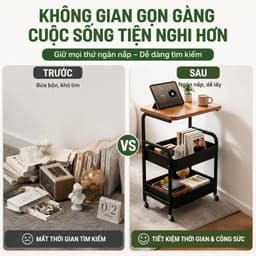 Xe Đẩy Đa Năng 3 Tầng Có Bánh Xe 360° Kệ Lưu Trữ Nhà Bếp Phòng Khách Văn Phòng Tiết Kiệm Không Gian Khung Sắt Chắc Chắn 7