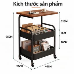 Xe Đẩy Đa Năng 3 Tầng Có Bánh Xe 360° Kệ Lưu Trữ Nhà Bếp Phòng Khách Văn Phòng Tiết Kiệm Không Gian Khung Sắt Chắc Chắn 9