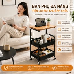 Xe Đẩy Đa Năng 3 Tầng Có Bánh Xe 360° Kệ Lưu Trữ Nhà Bếp Phòng Khách Văn Phòng Tiết Kiệm Không Gian Khung Sắt Chắc Chắn 2