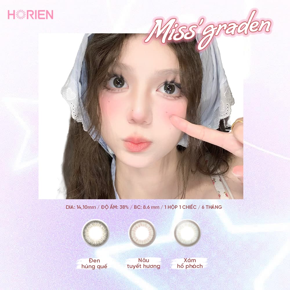 Horien Lens [LENS 6 THÁNG] 1 Chiếc Kính Áp Tròng Horien Có Màu 0 - 7 Độ, BST Vườn Hoa Đào Khoe Sắc MG