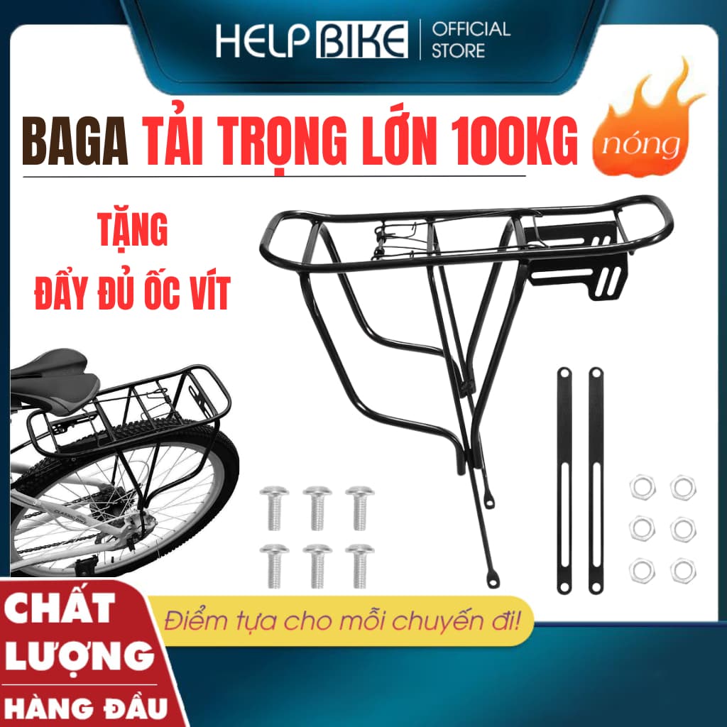 Baga xe đạp tải trọng lớn 100kg, ĐẨY ĐỦ ỐC VÍT TỰ LẮP - BG-02