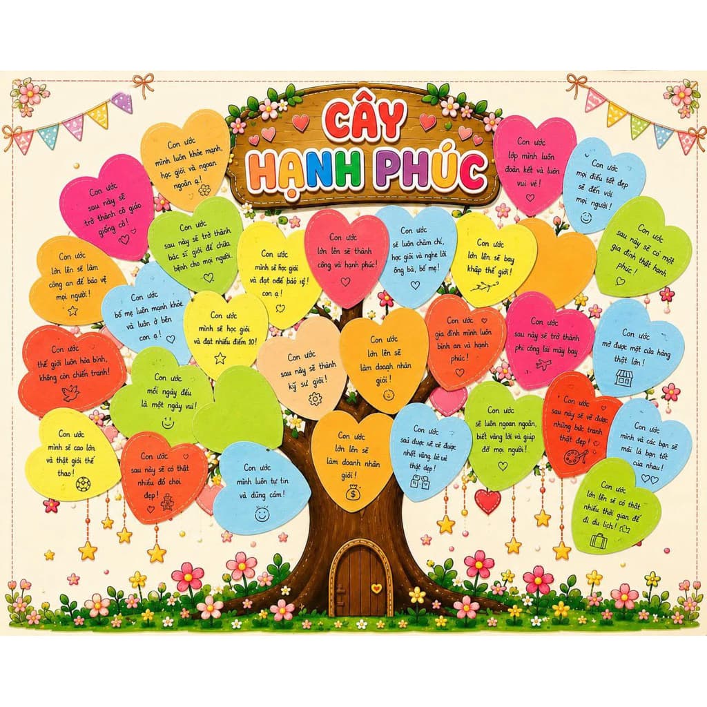 Cây hạnh phúc kèm 50 tim để viết gắn lên cây