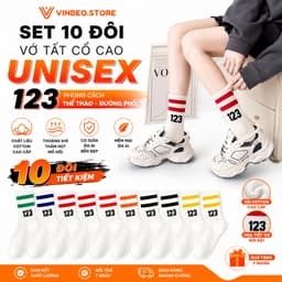 SET 10 ĐÔI Vớ Tất cổ cao UNISEX số 123 phong cách thể thao, đường phố, năng động,trẻ trung 1