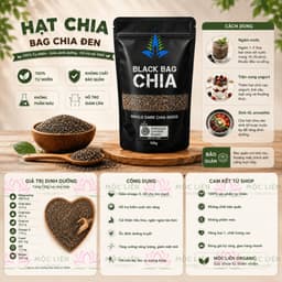 Hạt Chia Úc, Hạt Chia Đen Tự Nhiên Nguyên Hạt, Dùng Pha Nước, Sinh Tố, Sữa Chua, Yến Mạch, Eat Clean - Ăn Vặt Denfood 4