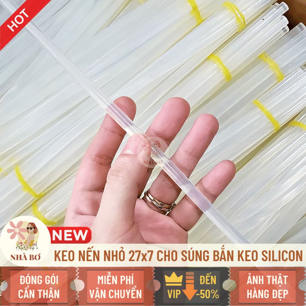 5 10 20 50 100 1kg keo nến nhỏ trắng 27x7 cho súng bắn keo silicon handmade - Hoa Sáp Nhà Bơ