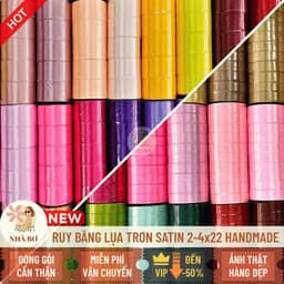 Lốc ruy băng lụa trơn satin 2cm 4cm x 22m làm nơ gói quà gói hoa trang trí handmade - Hoa Sáp Nhà Bơ 1