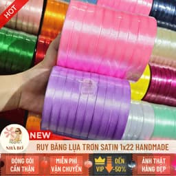 !! Lốc ruy băng lụa trơn satin 1cm x 22m làm nơ gói quà gói hoa trang trí handmade - Hoa Sáp Nhà Bơ 3