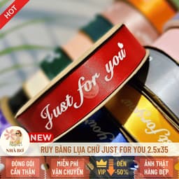 !! Ruy băng lụa satin chữ Just For You 2.5x35 đủ màu gói hoa quà trang trí handmade - Hoa Sáp Nhà Bơ 2
