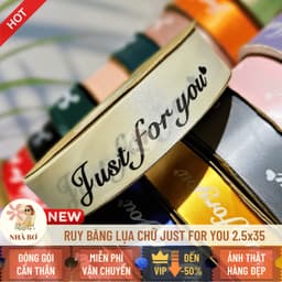 !! Ruy băng lụa satin chữ Just For You 2.5x35 đủ màu gói hoa quà trang trí handmade - Hoa Sáp Nhà Bơ 3