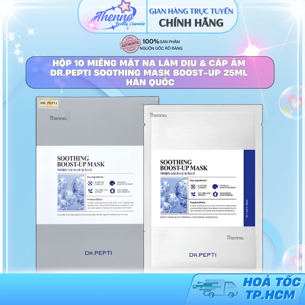 Hộp 10 Miếng Mặt Nạ Làm Dịu & Cấp Ẩm Dr.Pepti Soothing Mask Boost-Up 25ml Hàn Quốc