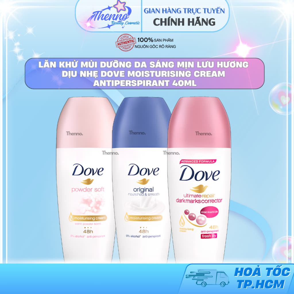 Lăn Khử Mùi Dưỡng Da Sáng Mịn Lưu Hương Dịu Nhẹ Dove Moisturising Cream Antiperspirant 40ml